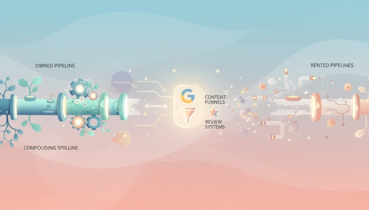 Abstract pastel illustration of a funnel with flowing shapes