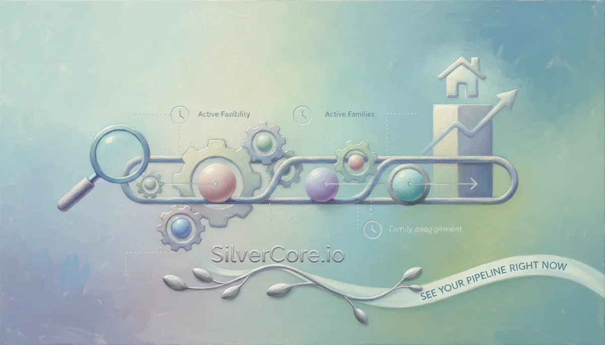 Canvas oil painting in soft pastel colors depicting senior living