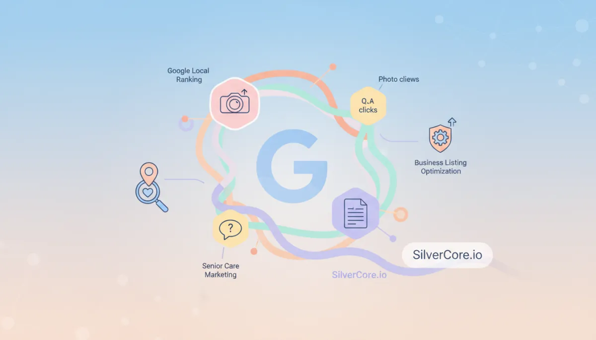 Modern clean dashboard displaying local SEO metrics and data