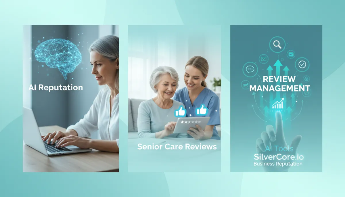Home care agency owner surprised at AI reviews on laptop