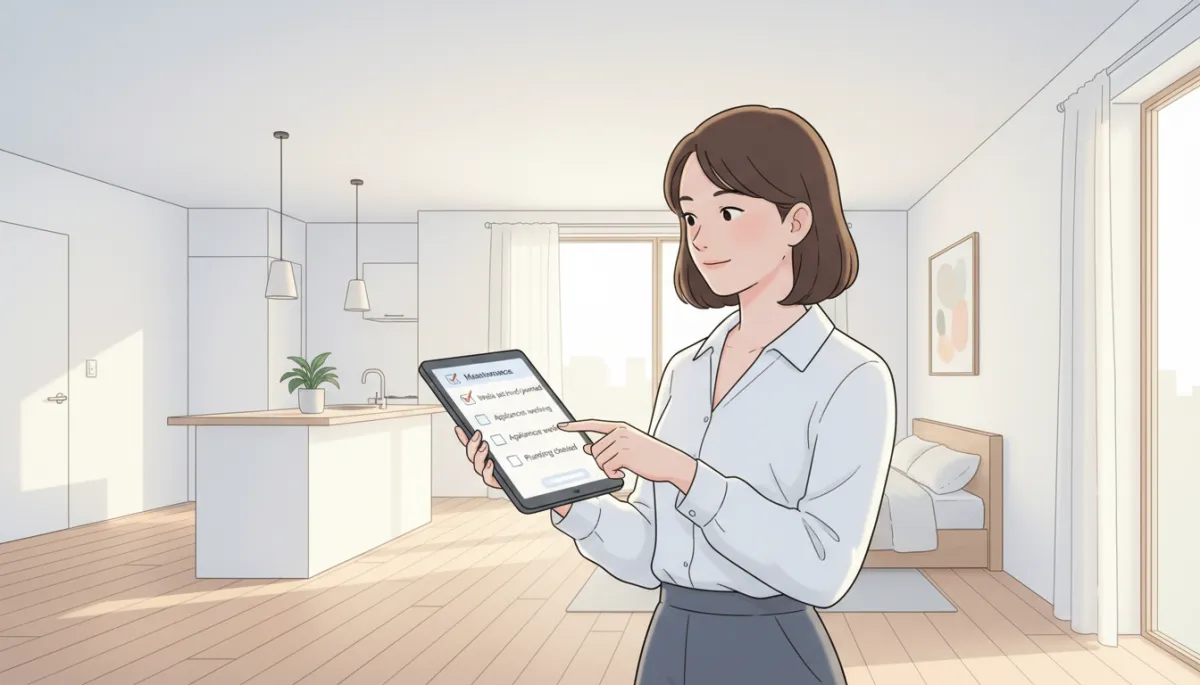 Property manager inspecting an apartment with a digital checklist