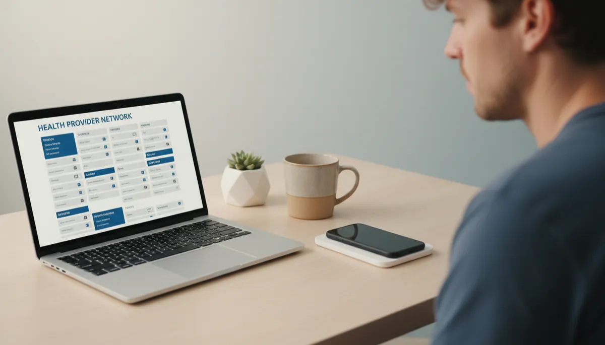 Florida resident checking health insurance provider networks on a laptop