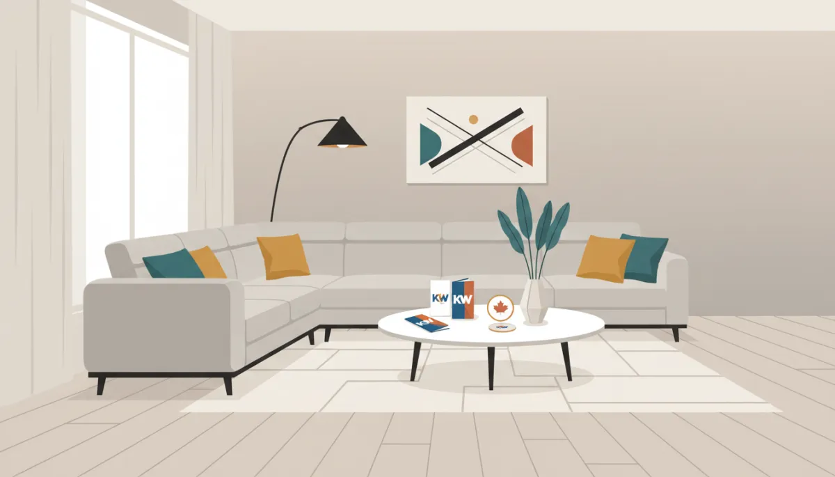 Professionally staged living room prepared for a Kitchener-Waterloo home sale