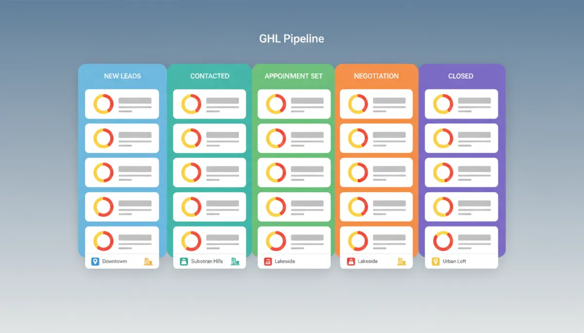 GHL-based real estate pipeline dashboard with geo-segmented leads