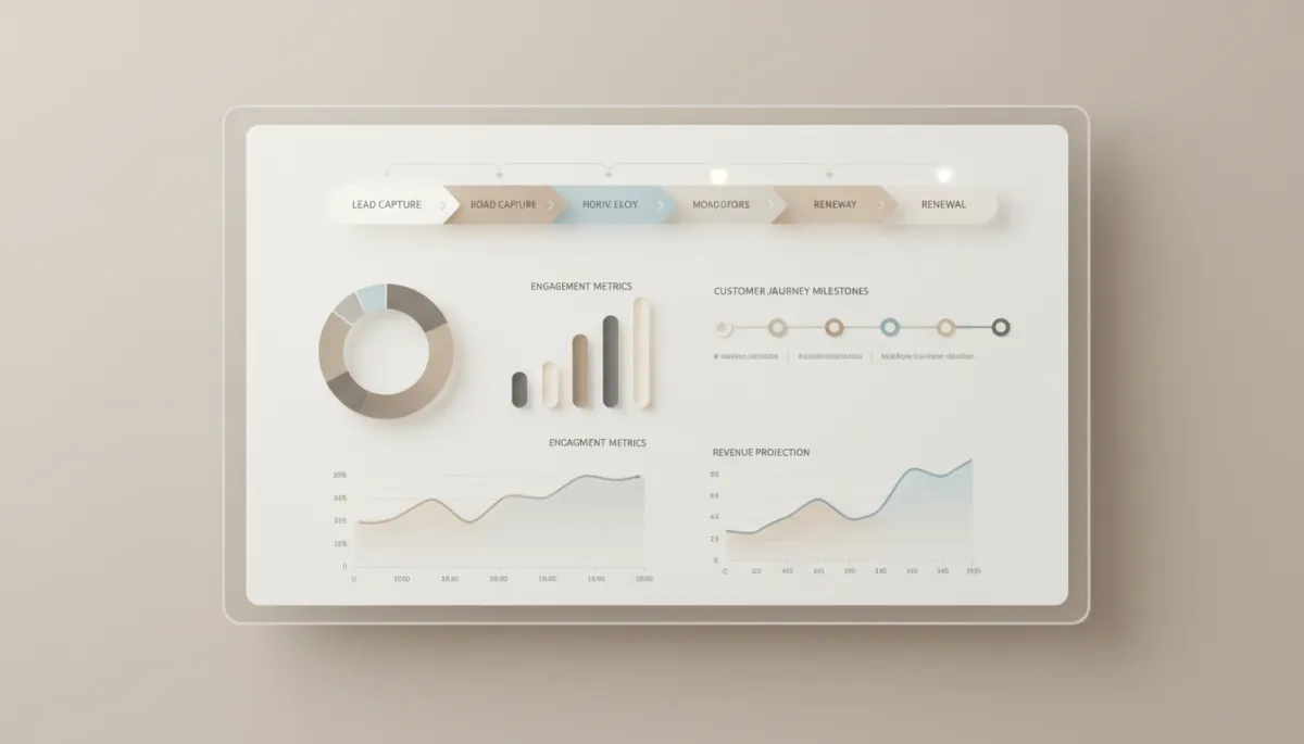 AI-driven CRM workflow automation dashboard on a laptop AI-driven CRM workflow automation dashboard on a laptop