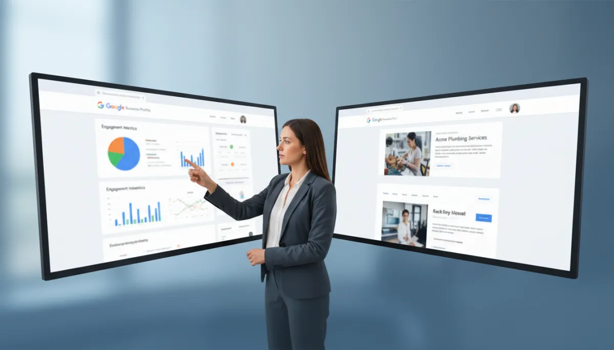 Marketer comparing Google Business Profile details with a local business website