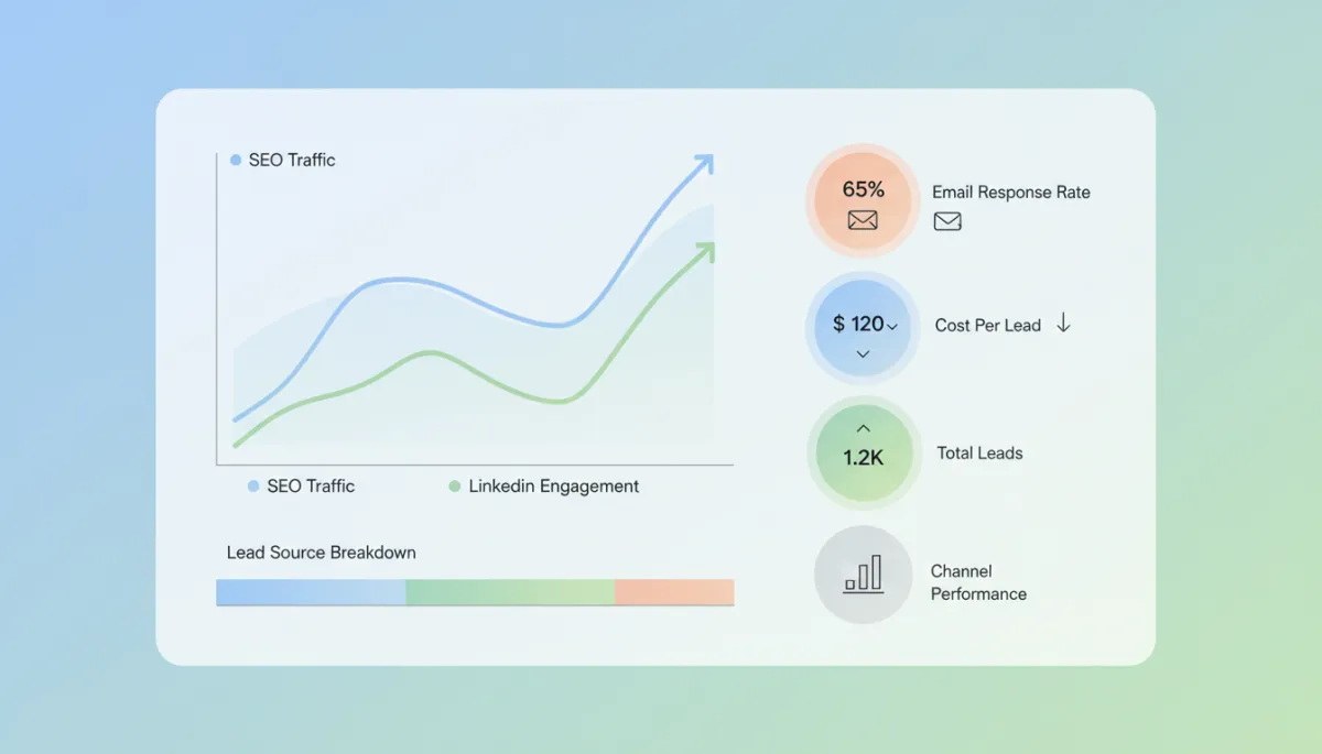 Dashboard with multi-channel lead generation KPIs for a small business Dashboard with multi-channel lead generation KPIs for a small business