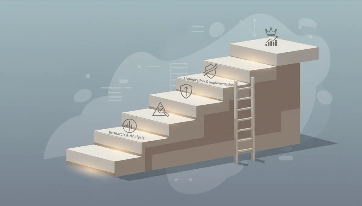 Four-level local SEO maturity staircase illustration