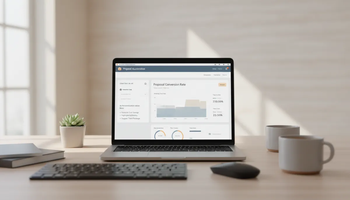 CRM-integrated proposal automation dashboard with client data and AI recommendations