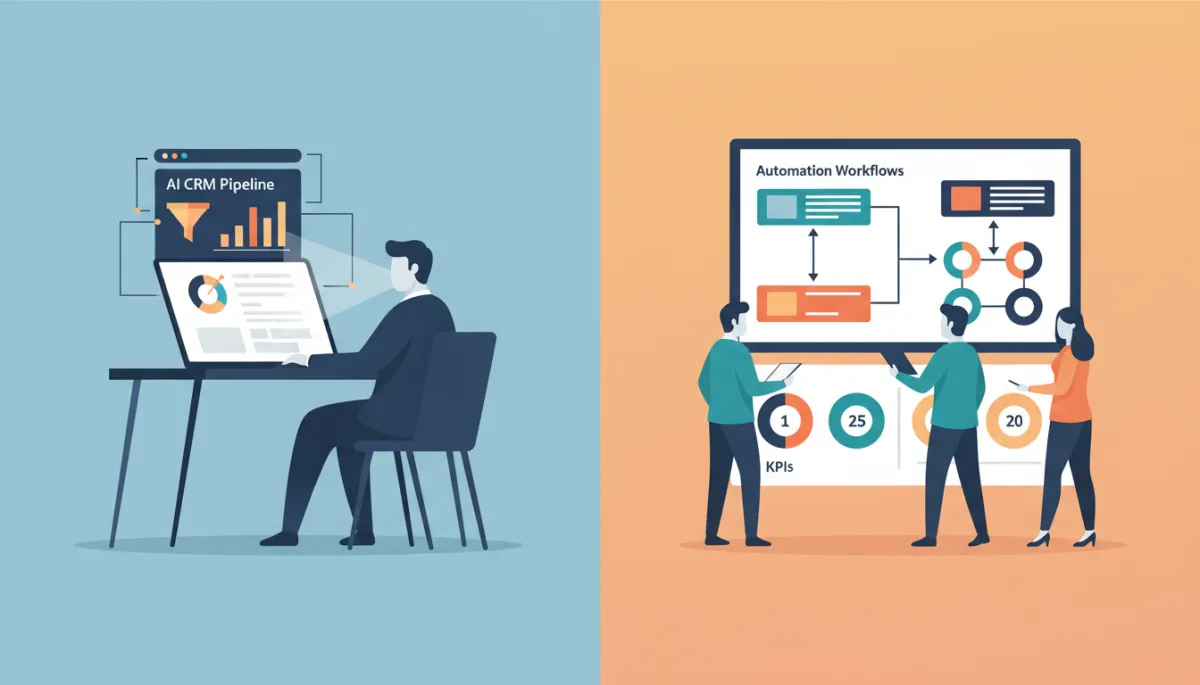 Sales team collaborating around AI CRM pipeline insights and workflows