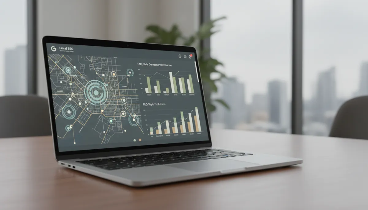 Dashboard comparing local SEO and AEO performance for a regional business