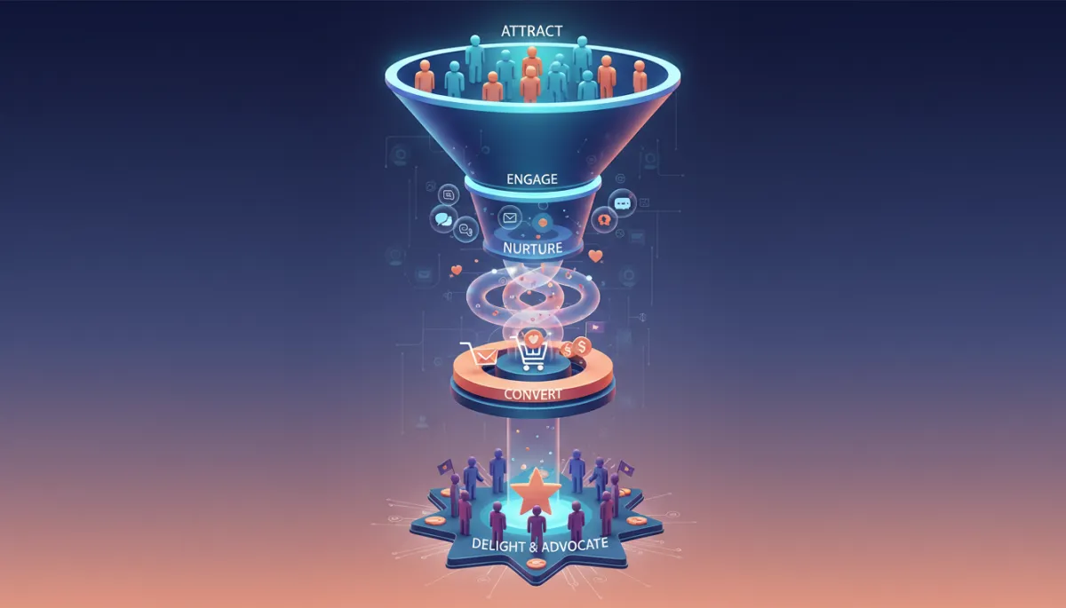 Create a visual diagram that illustrates the automated sales funnel stages to enhance understanding and engagement.. Context: This is for a blog post about "How to Build an Automated Sales Funnel Using GoHighLevel". Style: Professional quality, photorealistic, high resolution Create a visual diagram that illustrates the automated sales funnel stages to enhance understanding and engagement.. Context: This is for a blog post about "How to Build an Automated Sales Funnel Using GoHighLevel". Style: Professional quality, photorealistic, high resolution