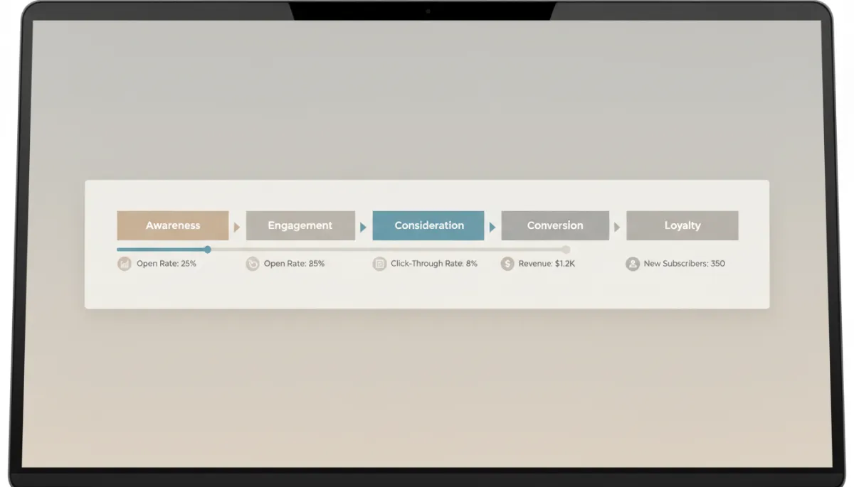 Organized email nurture sequence timeline with performance metrics Organized email nurture sequence timeline with performance metrics