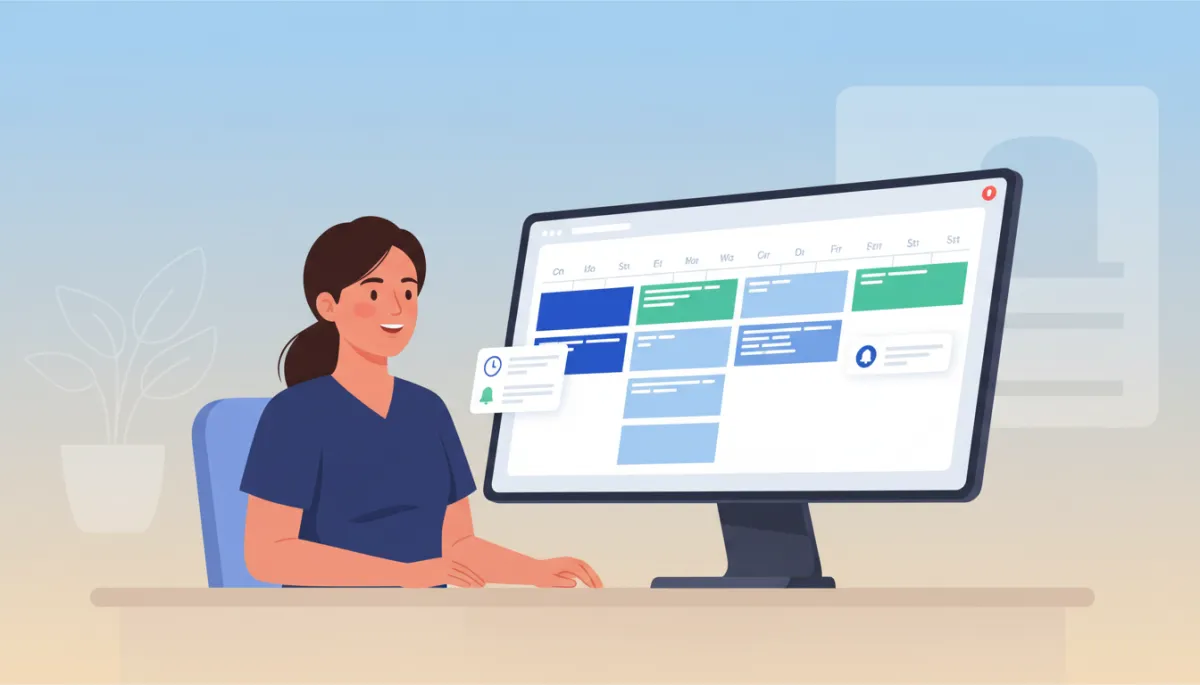 Local Canadian clinic receptionist viewing upcoming appointments and automated reminders in a CRM calendar view