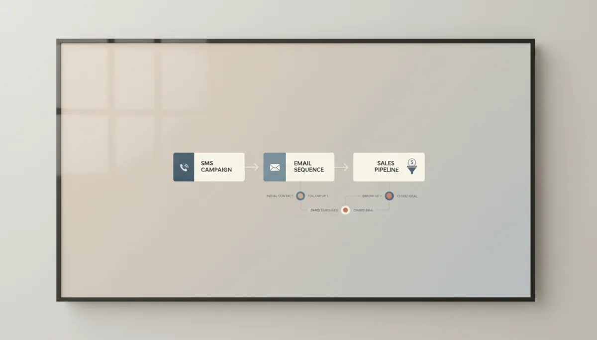 Professional dashboard showing an automated marketing workflow for a small business Professional dashboard showing an automated marketing workflow for a small business
