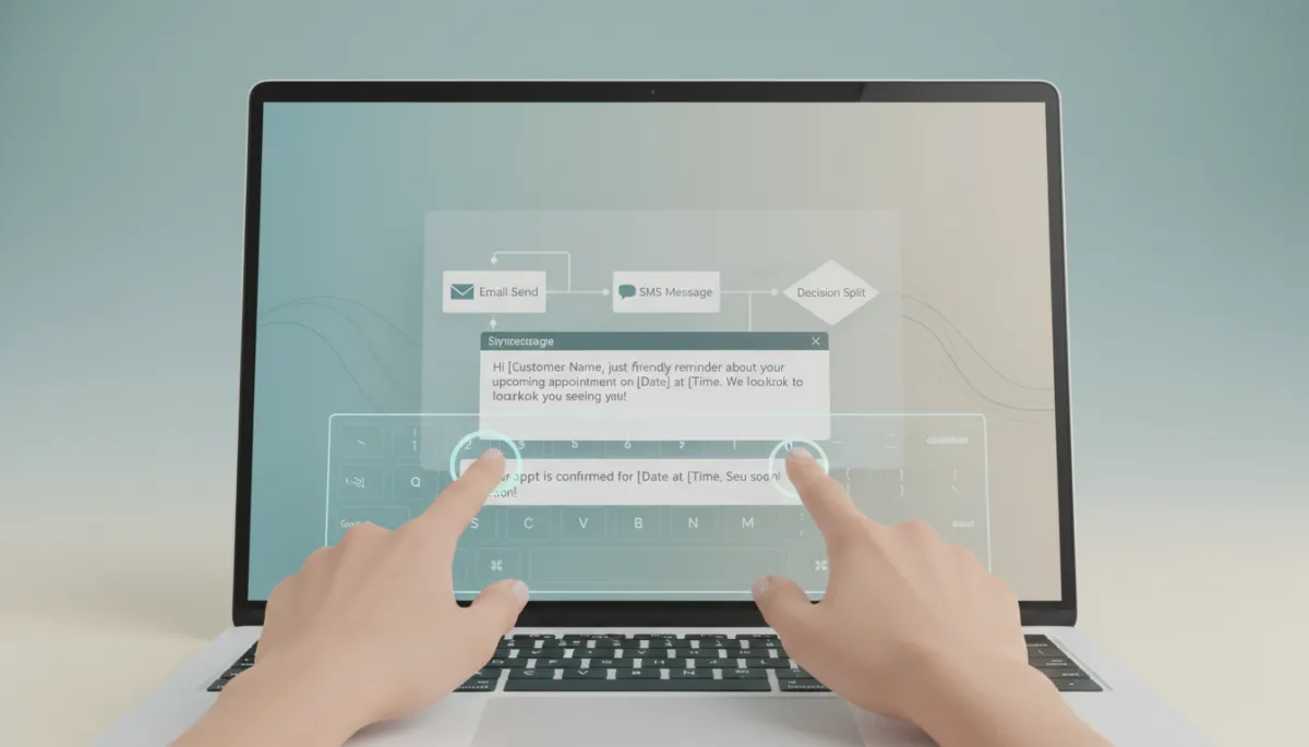 Marketer editing conversational follow-up messages inside a CRM workflow Marketer editing conversational follow-up messages inside a CRM workflow