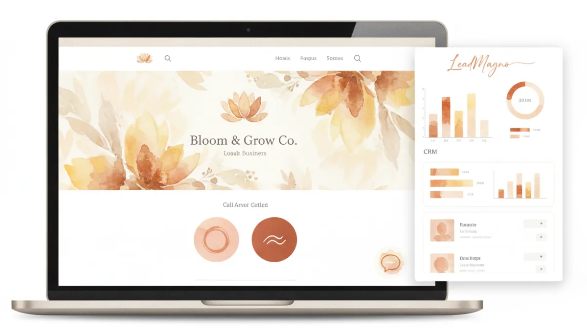 Conversion-focused small business website integrated with a marketing CRM dashboard