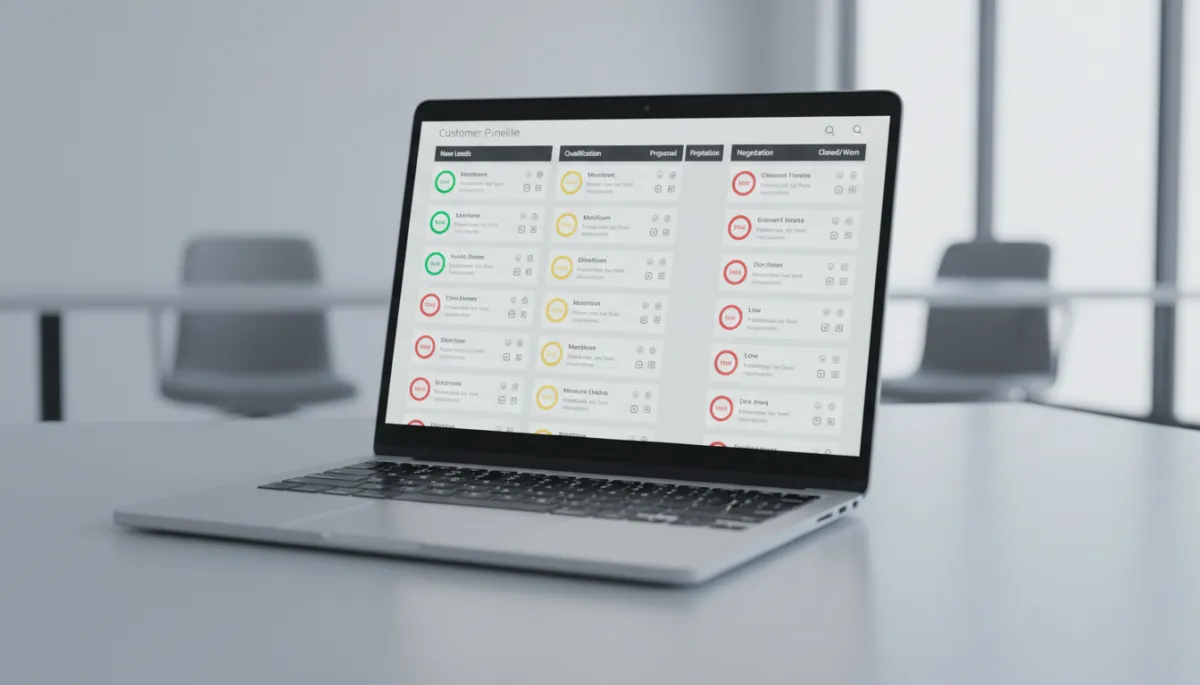 CRM pipeline showing AI lead scores and automated follow-up tasks CRM pipeline showing AI lead scores and automated follow-up tasks