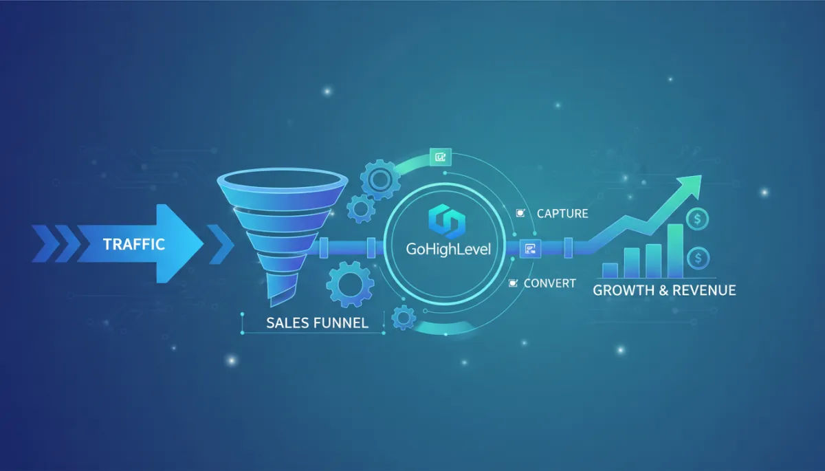 Professional workspace with tools for building sales funnels
