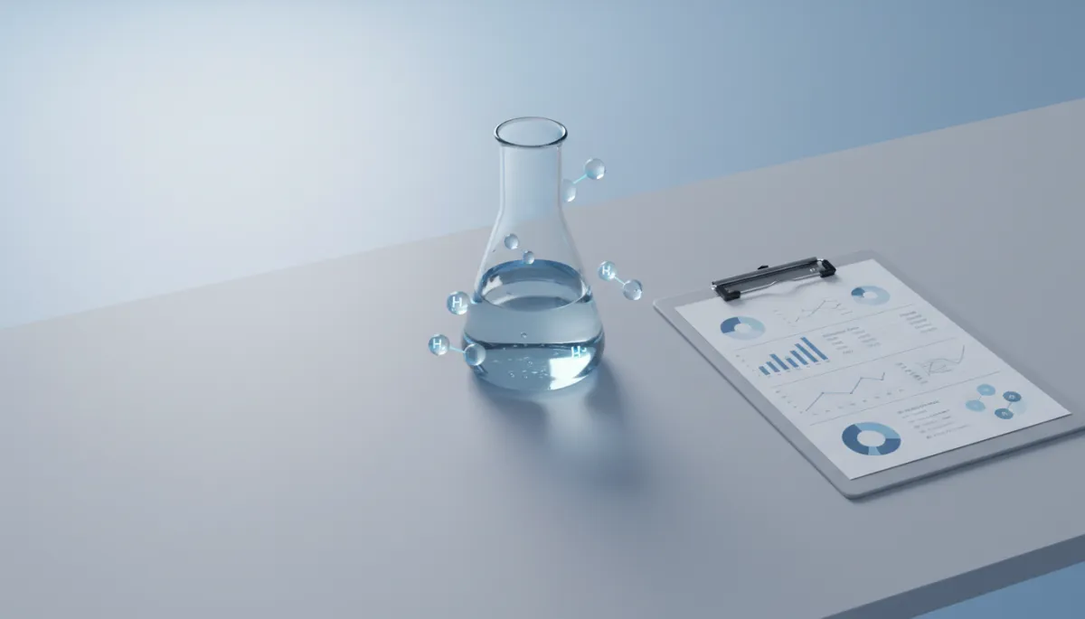 Laboratory setup with water beaker and exercise test data