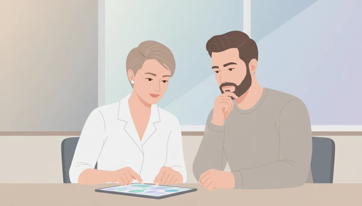 Clinician and patient reviewing GLP-1 treatment plan together Clinician and patient reviewing GLP-1 treatment plan together