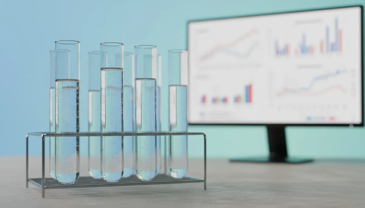 Photorealistic laboratory setup with hydrogen-rich solutions and inflammation research graphs