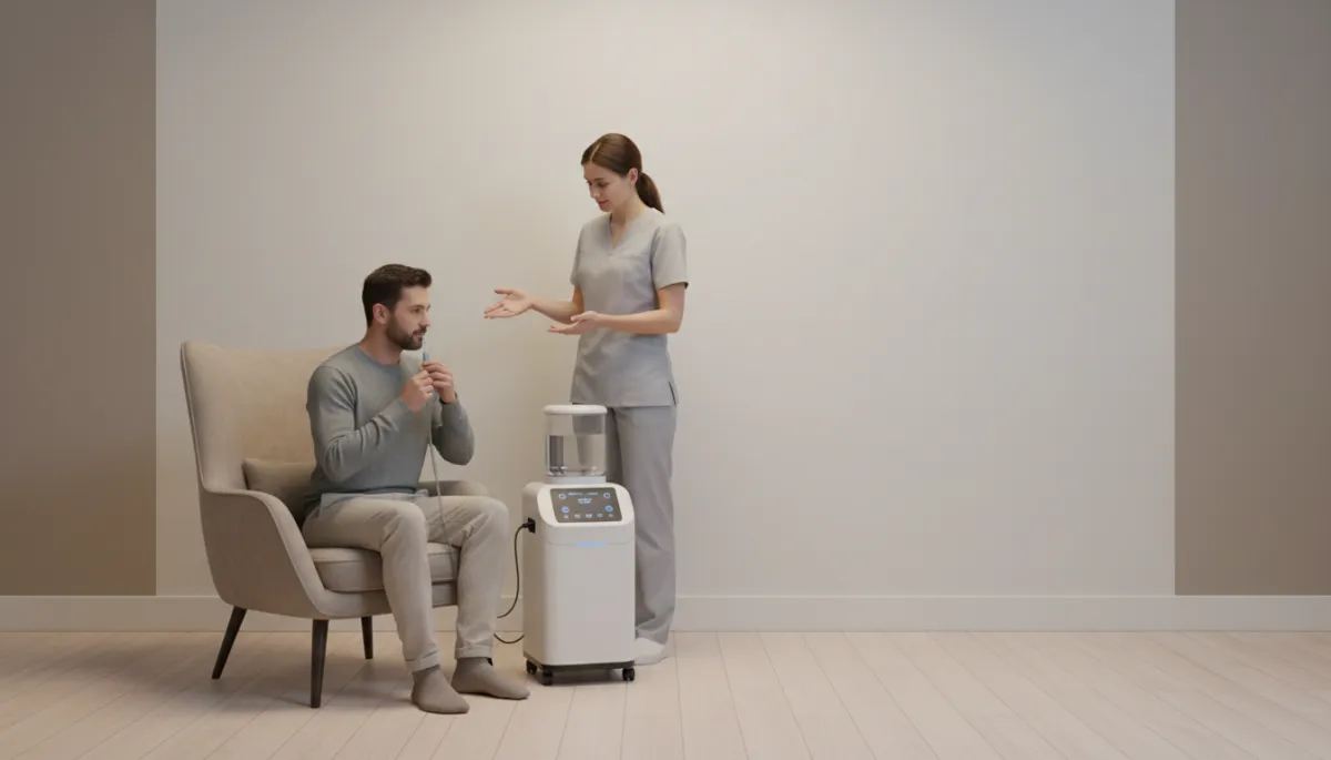 Photorealistic clinical setting with a hydrogen inhalation device and clinician