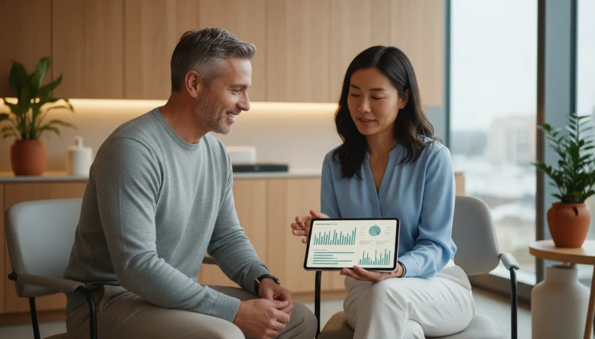 Patient and clinician reviewing a personalized obesity maintenance plan together Patient and clinician reviewing a personalized obesity maintenance plan together