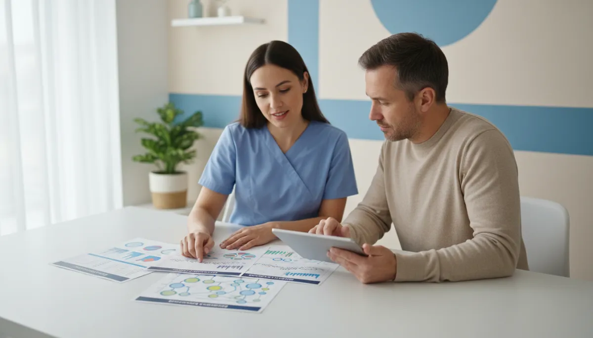 Patient and provider reviewing comprehensive lab results for medical weight loss