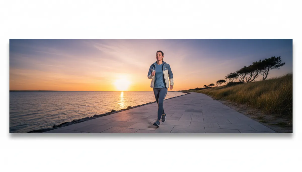 Adult walking outdoors as part of a healthy lifestyle plan