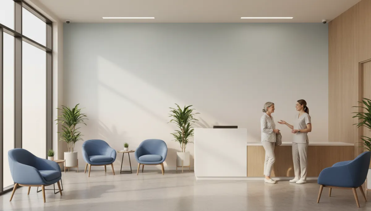 Welcoming reception area of an integrative wellness and medical weight loss clinic