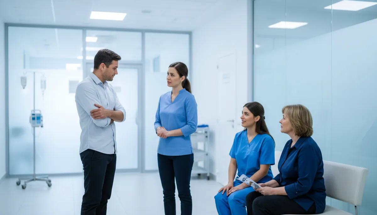 Médico evaluando cuello y espalda de un paciente tras un accidente de auto