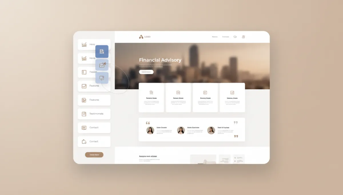 Landingpage-Editor zum Erstellen von Finanzberatungs-Webseiten im All-in-One Tool