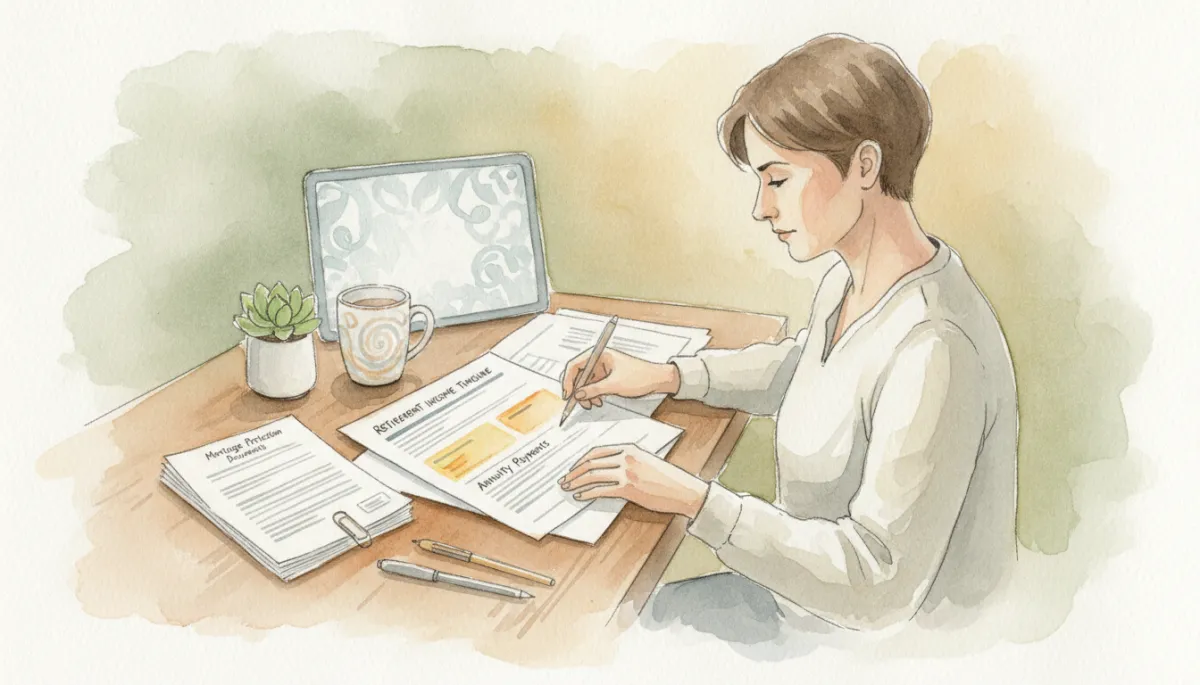 Individual reviewing retirement income timeline that includes annuity payments