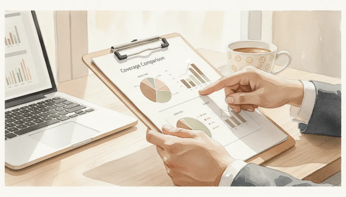 Advisor and client reviewing insurance coverage comparison chart