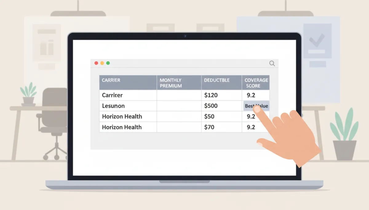 Advisor highlighting best-value insurance carrier option on a comparison table