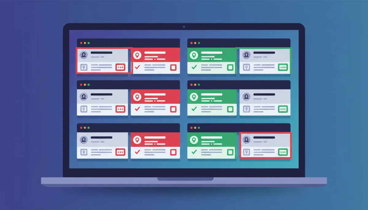Dashboard showing consistent and inconsistent business listing details across platforms Dashboard showing consistent and inconsistent business listing details across platforms