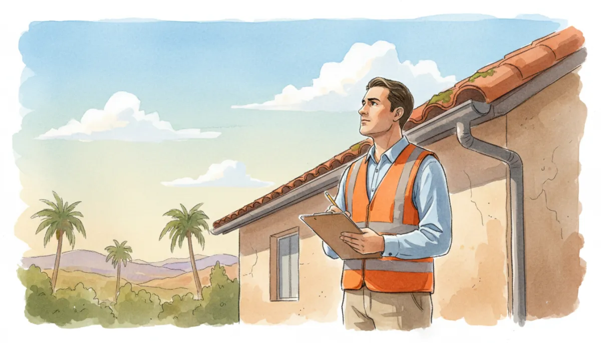 Professional inspector reviewing exterior condition of a Ventura County home