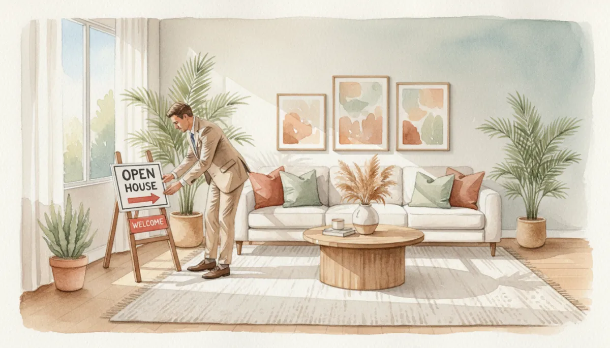 Staged Southern California living room prepared for an open house