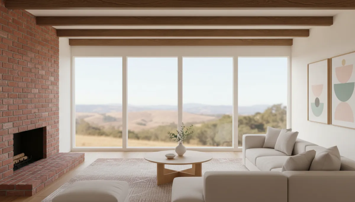Renovated living room in an older Thousand Oaks home preserving original character