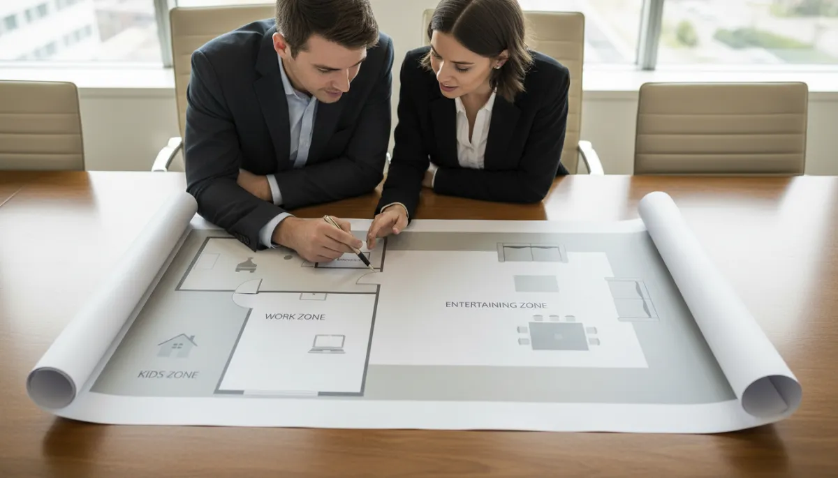 Professional diagram of a family-friendly floor plan with separate zones