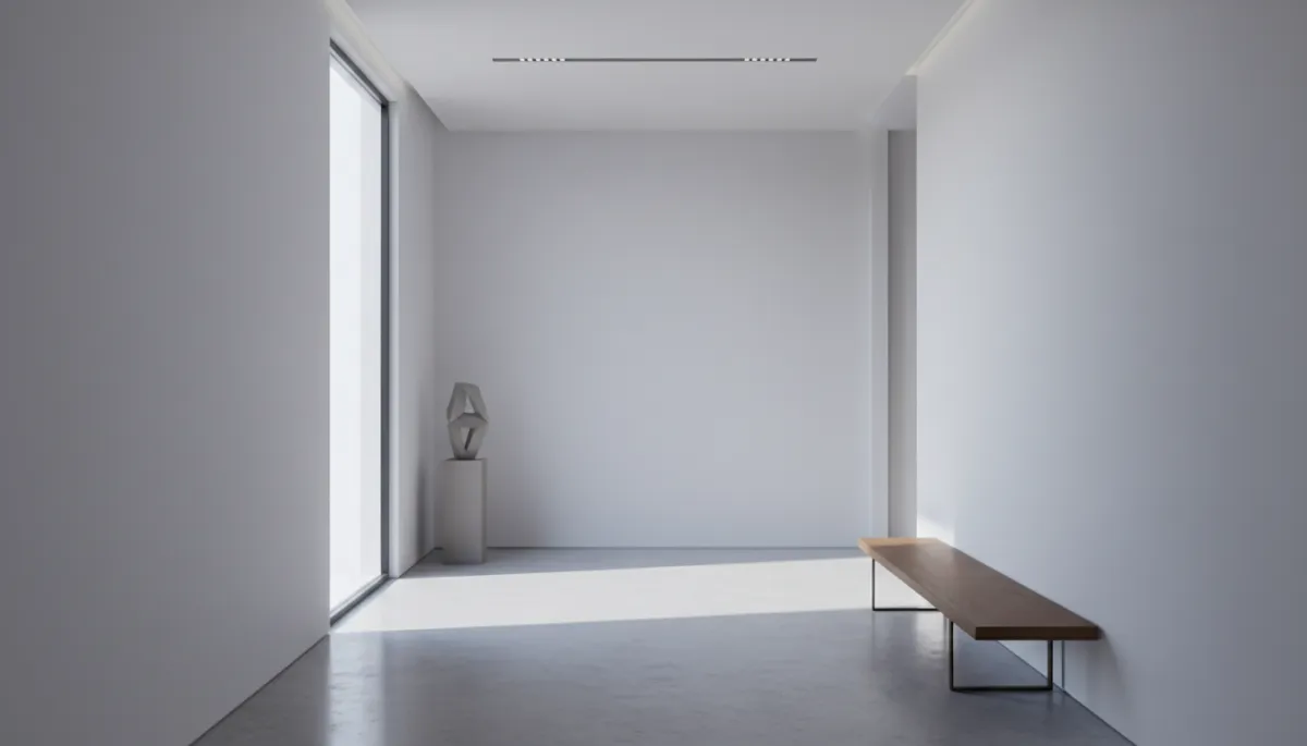 Simple hallway with soft natural light from a side window Simple hallway with soft natural light from a side window