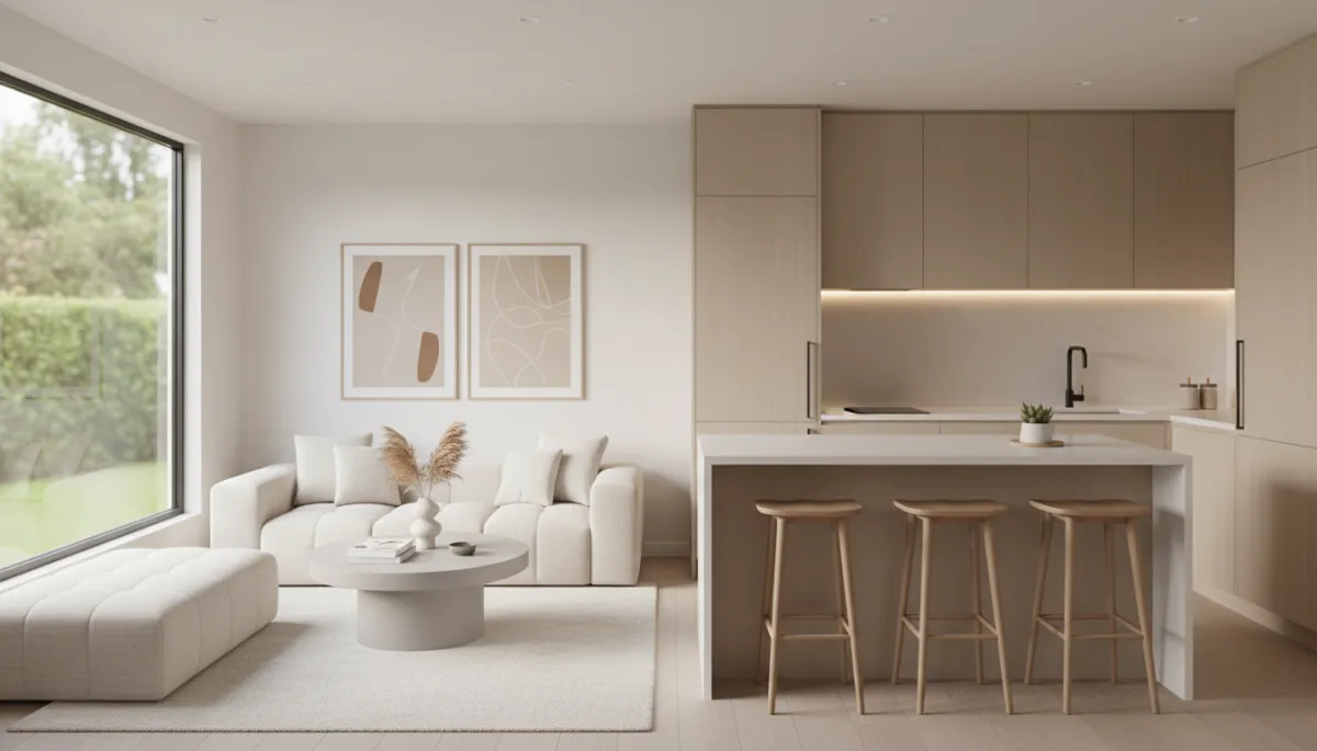 Professional photorealistic interior of a modern accessory dwelling unit living space Professional photorealistic interior of a modern accessory dwelling unit living space