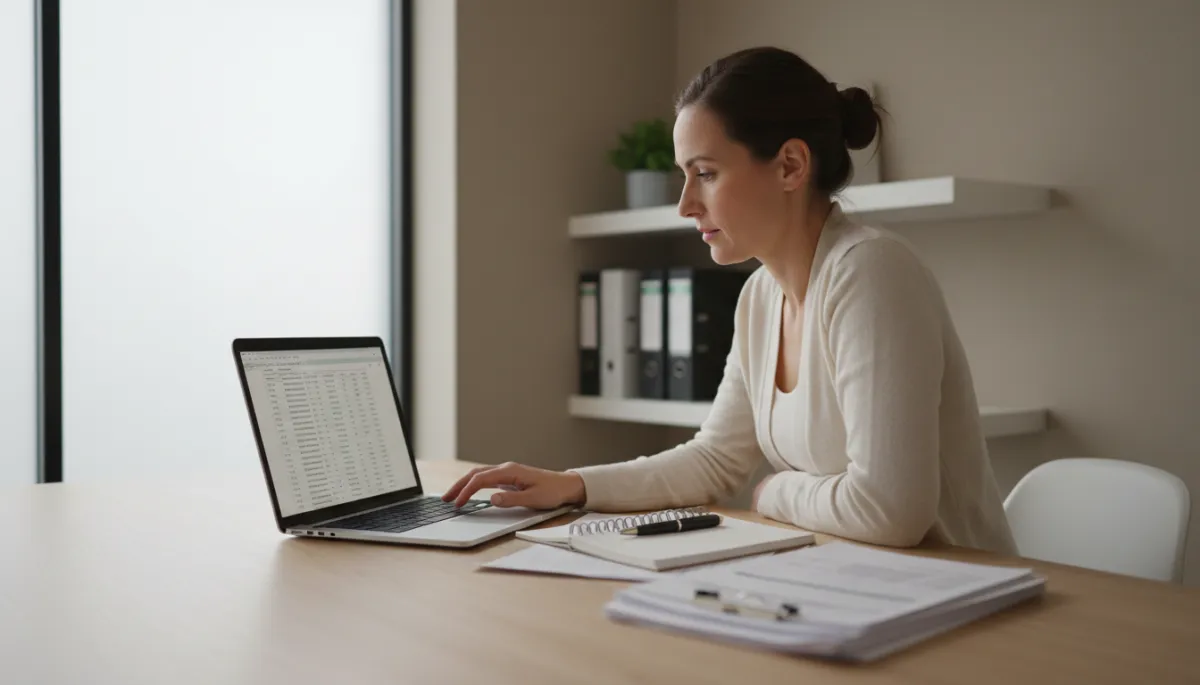 Business owner reviewing enquiry numbers and call logs on a laptop