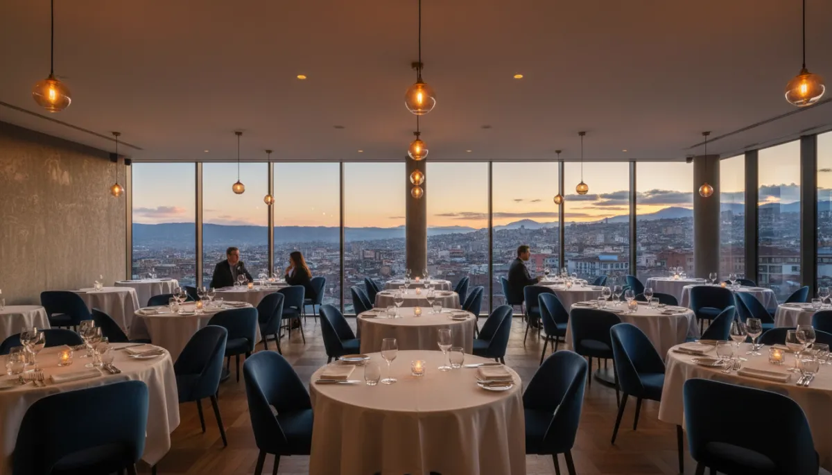 A close-up of a person using their smartphone to browse a digital menu and make a reservation at a restaurant in Quito, with a visually appealing, clean, and professional style using citronelladigital.com’s colors (#37ca37 and #188bf6)