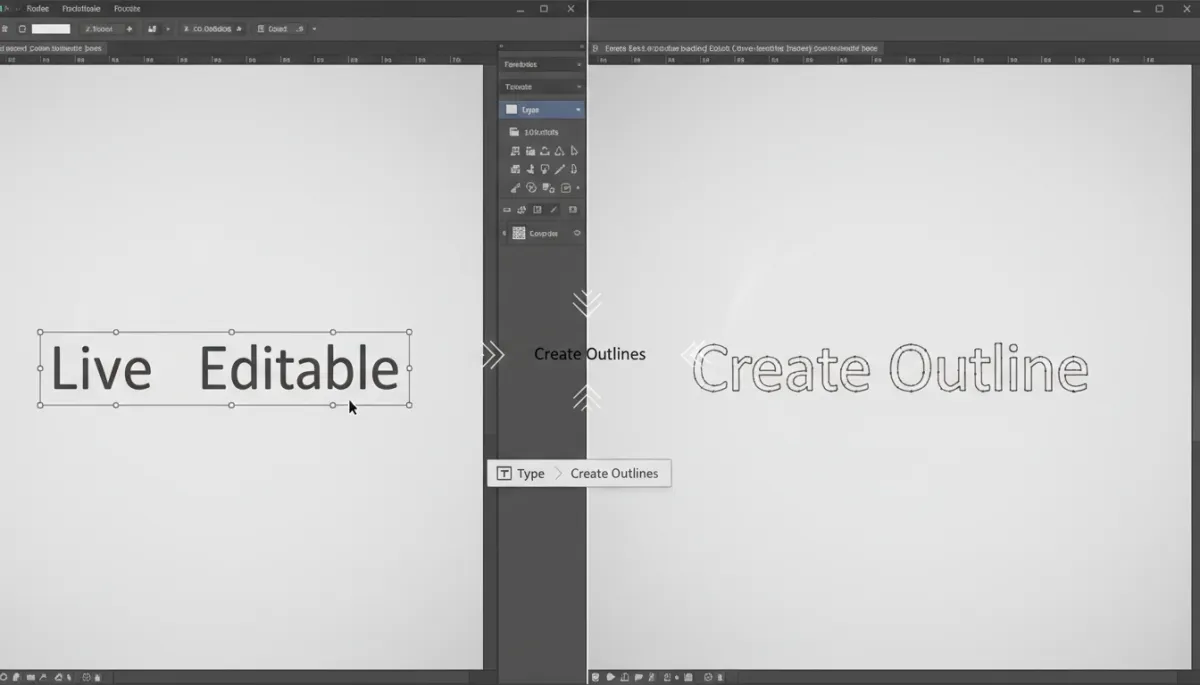 Illustrator 中文字建立輪廓前後的對比畫面 Illustrator 中文字建立輪廓前後的對比畫面