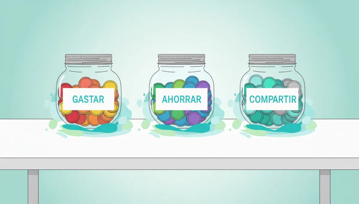 Tres frascos para organizar la mesada de los hijos en gastar, ahorrar y compartir Tres frascos para organizar la mesada de los hijos en gastar, ahorrar y compartir