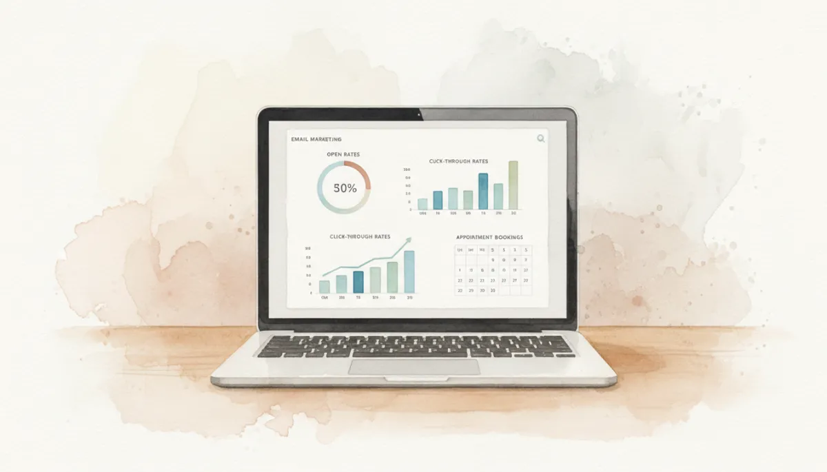 Email analytics dashboard displaying campaign results for a healthcare practice