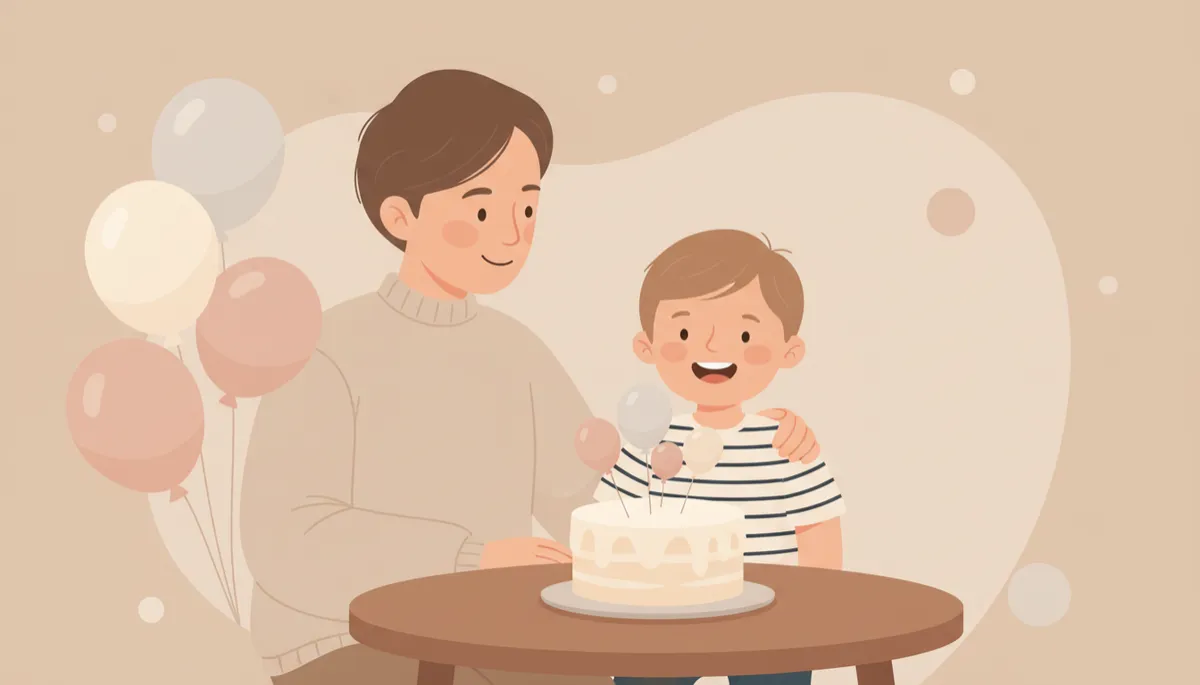 Child enjoying a birthday party while parent watches supportively Child enjoying a birthday party while parent watches supportively