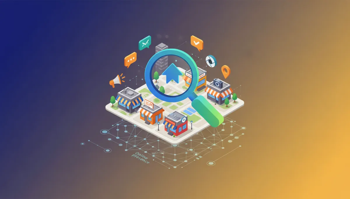 Illustration of a business owner optimizing Google Business Profile